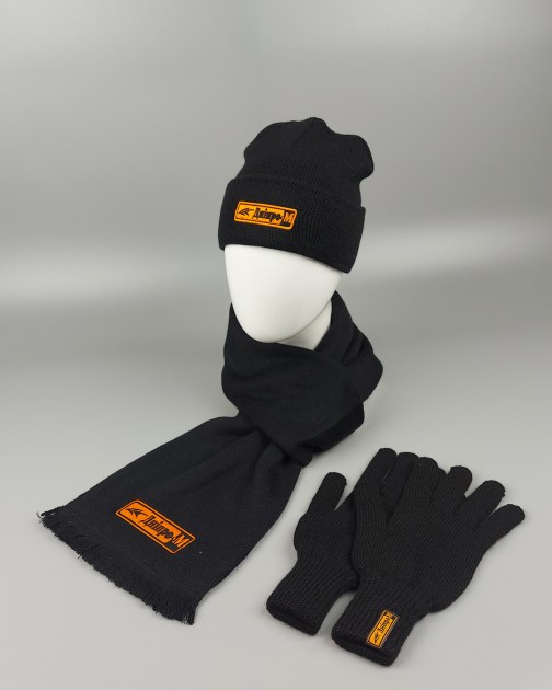 Шарф 22х160см двойной, с бахромой, черный